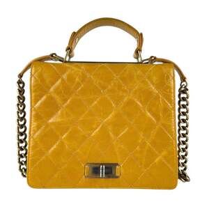 CHANEL Handbag Shoulder Bag Leather Yellow Gold Women's z8161